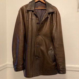 Roots Men's Brown Leather Jacket heavyweight nice condition
